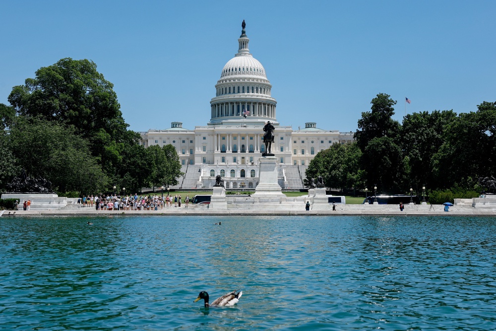 Completed in 1971, the Capitol Reflecting Pool is half the age of the Lincoln pool, and it can be emptied and cleaned within a week (Reuters)