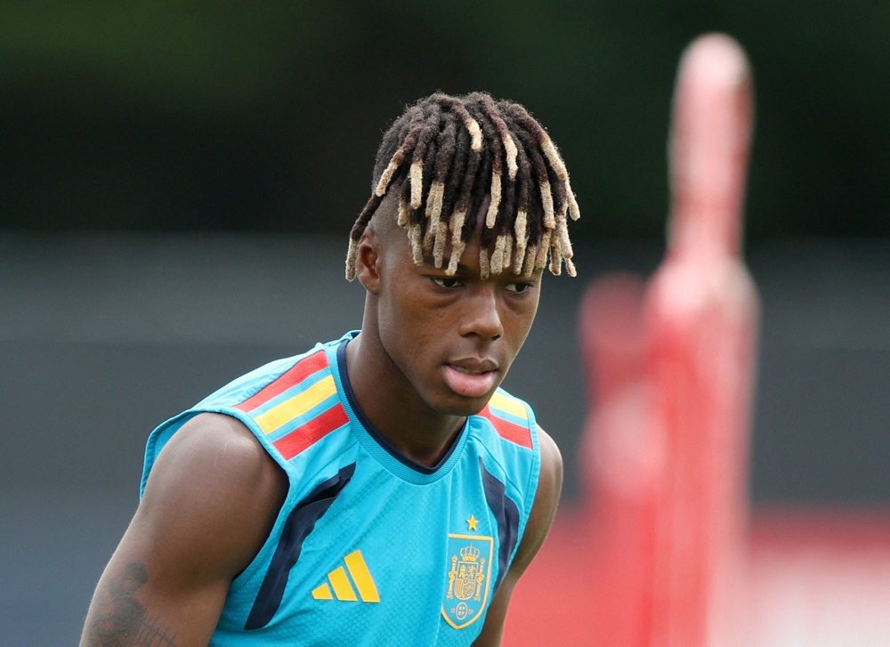 Nico Williams in Spain training at the World Cup (Reuters)