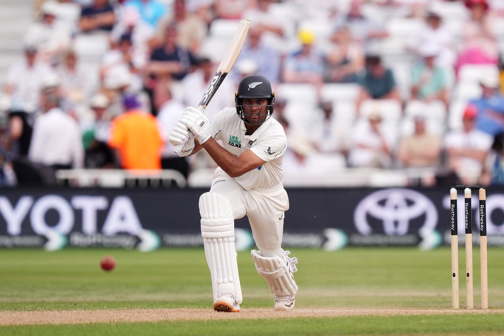Rachin Ravindra ended the day unbeaten on 60 as New Zealand took control (Mike Egerton/PA)