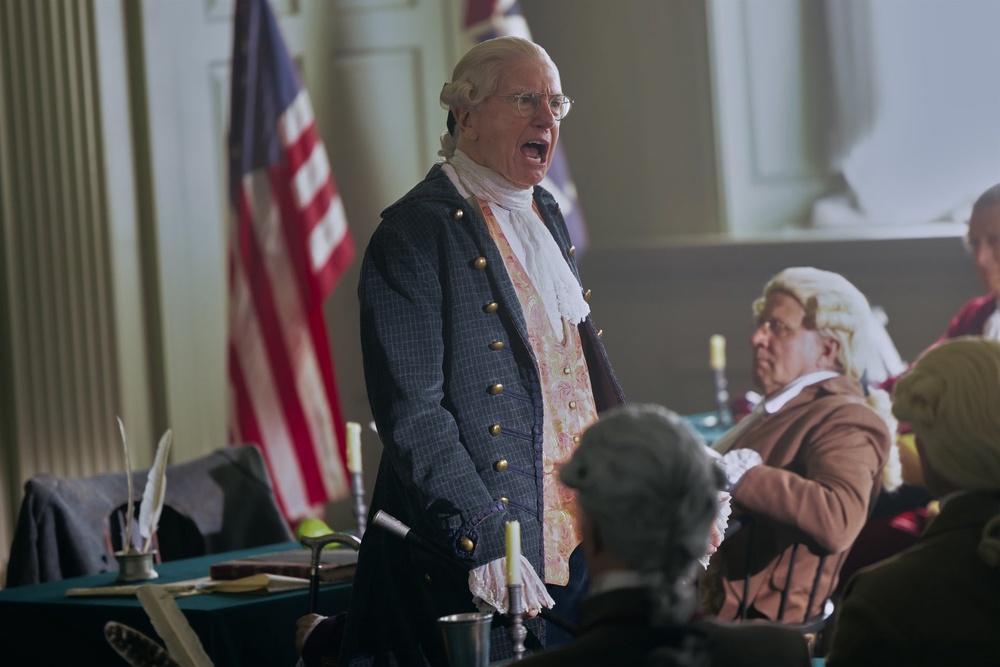 Larry David (pictured in the show) brushed off the former president's suggestions, telling him, 'I'm the president of this' (John Johnson/HBO)