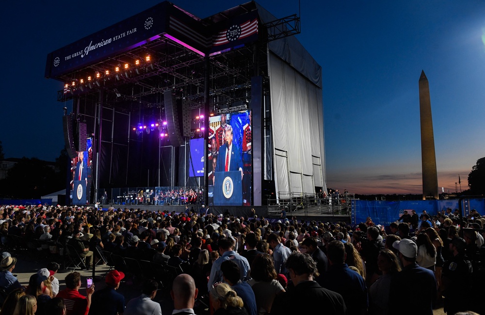 NBC News reported there were ‘nowhere near’ 45,000 attendees at Trump’s opening speech, despite the president’s claim (AFP/Getty)