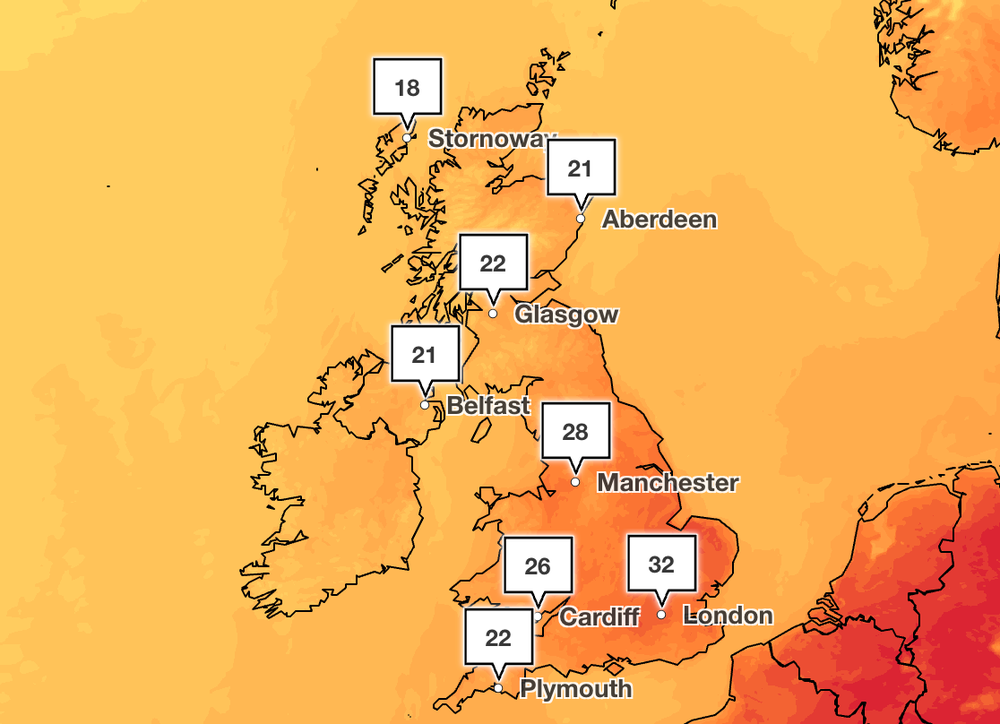 Temperatures will cool for most of the country today (Met Office)