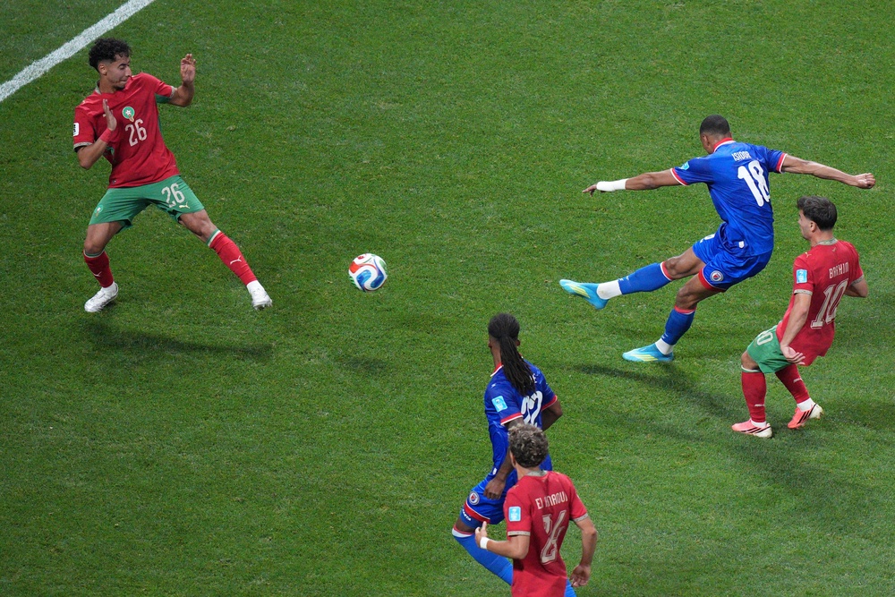 Haiti’s Wilson Isidor may have the clubhouse lead for the World Cup goal of the tournament (AP)