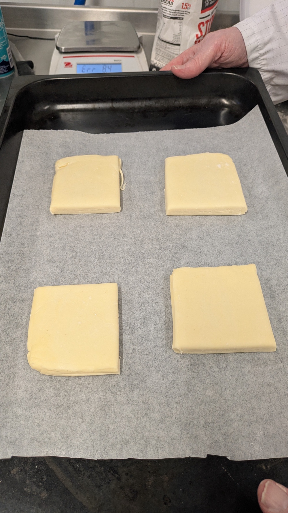 Now researchers at Heriot-Watt University in Edinburgh are developing a new way to make their layered pastry, saying this could 'significantly' cut the amount of saturated fat (Heriot-Watt University)