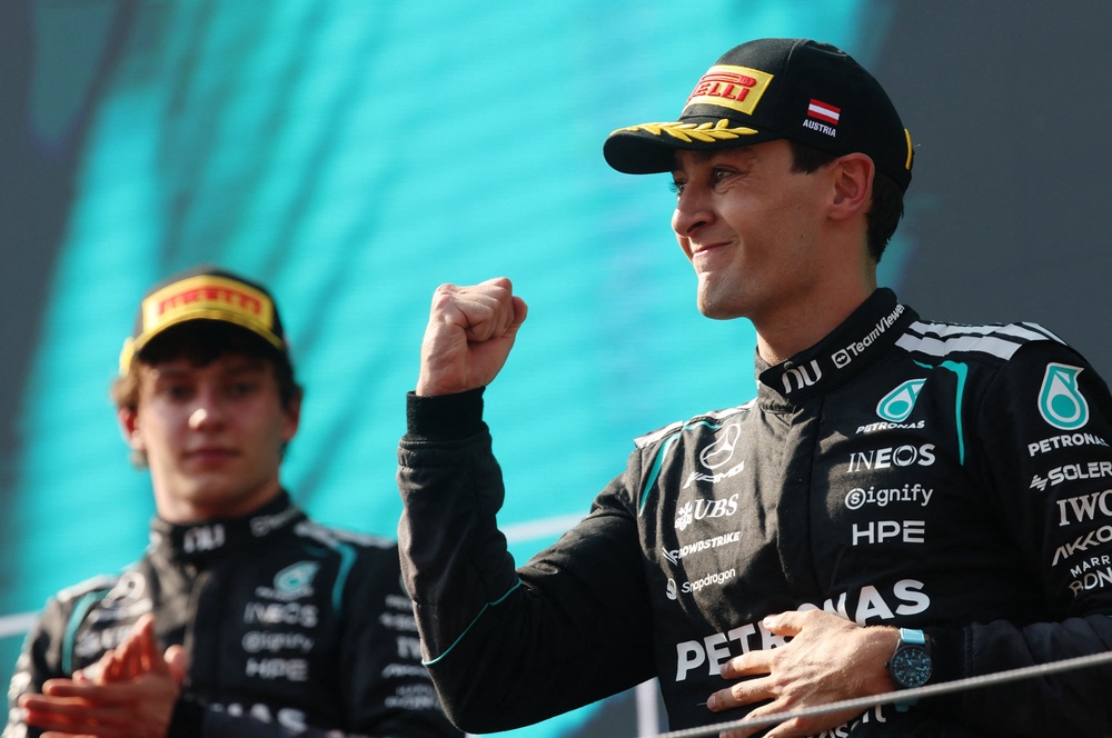 Image from: F1 Austrian GP LIVE: Russell holds off Verstappen and Antonelli for impressive win.