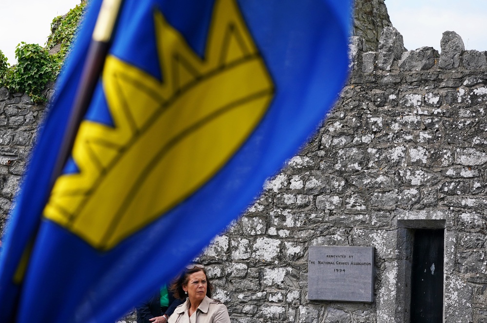Sinn Féin President Mary Lou McDonald at Bodenstown cemetery, Co Kildare, in the Republic of Ireland, during the annual Wolfe Tone commemoration in 2022 (PA) (PA Archive)