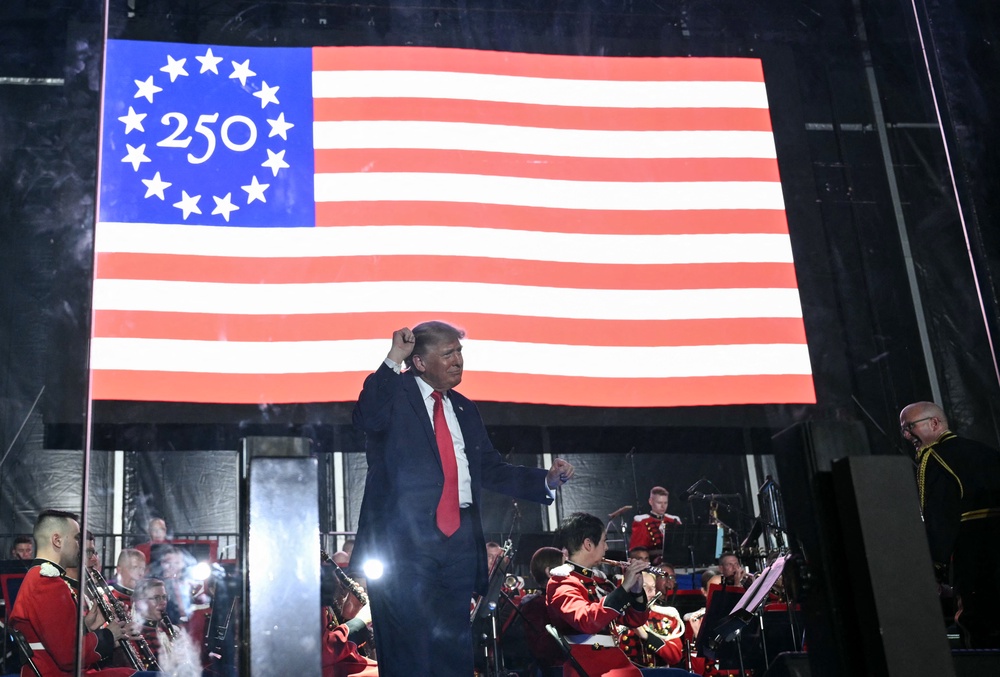 The incident marks the latest setback for Donald Trump’s America 250 event, which has already seen low turnout and a string of high-profile musical acts pull out (AFP/Getty)