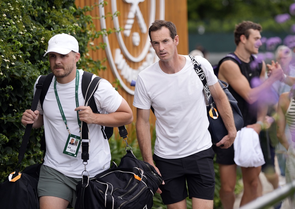 Andy Murray, centre, is coaching Jack Draper at Wimbledon (Andrew Matthews/PA) (PA Wire)