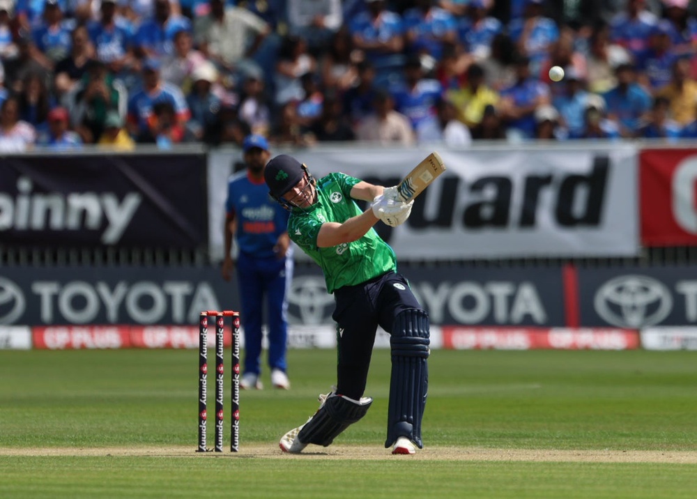 Harry Tector’s fine half-century helped Ireland recover to post 154 for eight at Stormont (Liam McBurney/PA) (PA Wire)