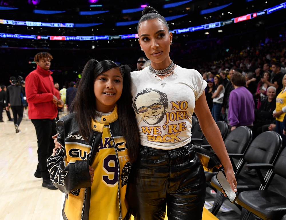 North and Kim Kardashian pictured in 2023 (Getty)