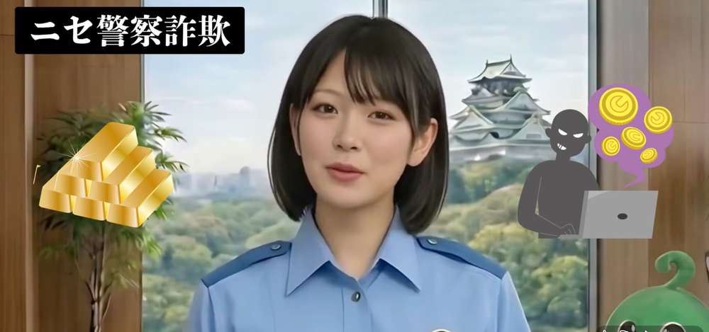 In Chief AIko's Crime Prevention Class says, 'no police officers show their IDs and arrest warrants online'. (Osaka Prefectural Police)