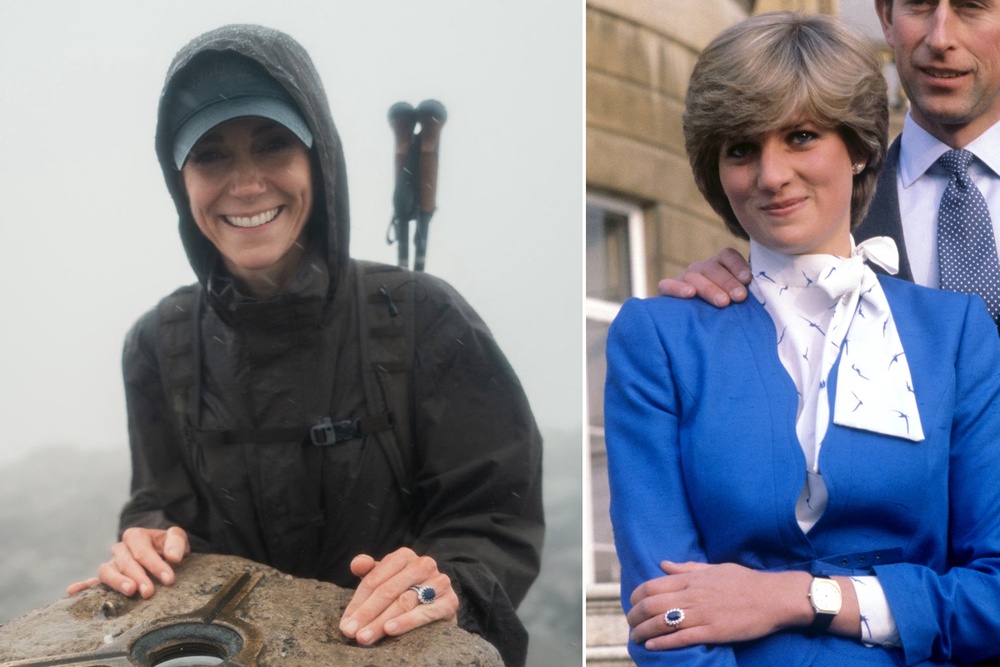 Diana’s ring was on full display as Catherine completed her impressive three peak challenge this weekend (Kensington Palace/PA)