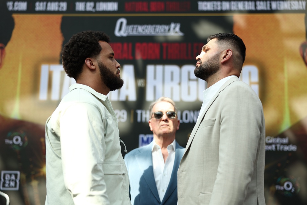 Itauma and Filip Hrgovic facing off ahead of their London showdown (Getty)