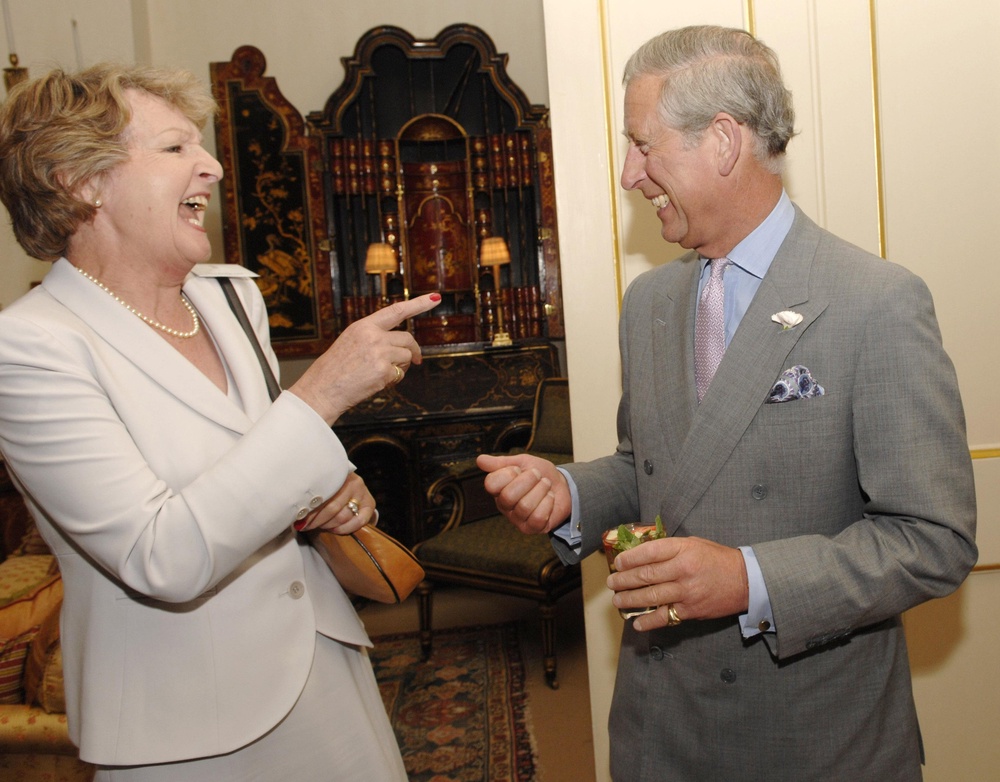 Dame Penelope shares a laugh with Charles, then the Prince of Wales, during a lunch reception for the Actors’ Benevolent Fund at Clarence House in 2007 (PA) (PA Wire)