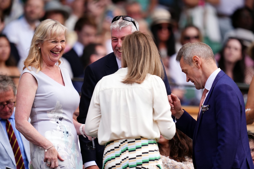 Carol Kirkwood in the royal box on day one of the 2026 Wimbledon Championships at the All England Lawn Tennis and Croquet Club, London. Picture date: Monday June 29, 2026. (PA)