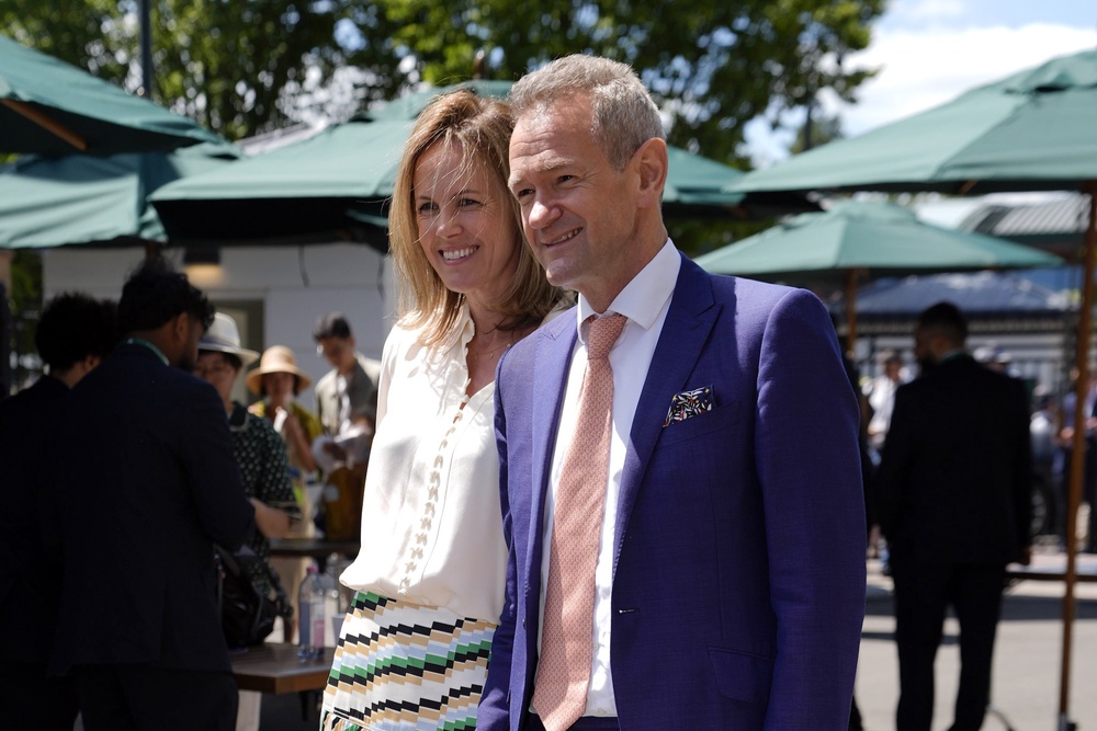 Alexander Armstrong and his wife, Hannah, attend Wimbledon 2026 (PA)