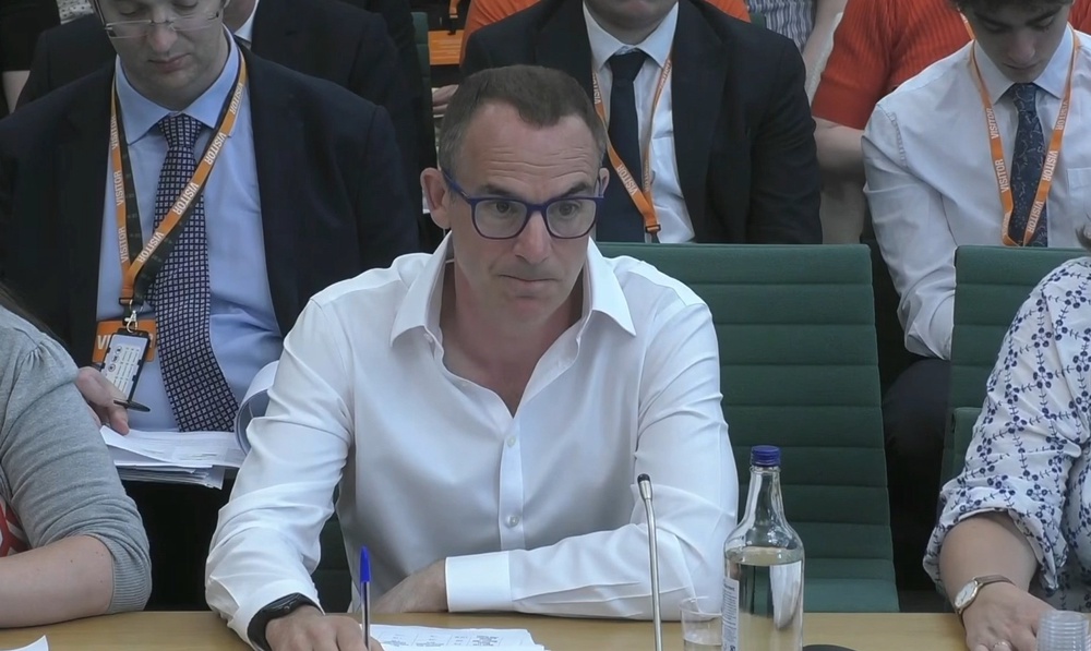 Martin Lewis, appearing before the Ali Bell, Director of Communications and Policy, Consumer Council for Water, for a hearing on regulation of water, energy and broadband, at the House of Commons, London (House of Commons/UK Parliament)