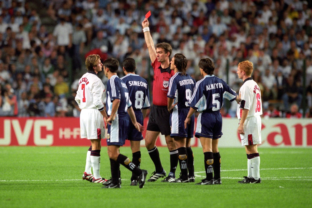 Beckham was sent off against Argentina (Adam Butler/PA) (PA Archive)