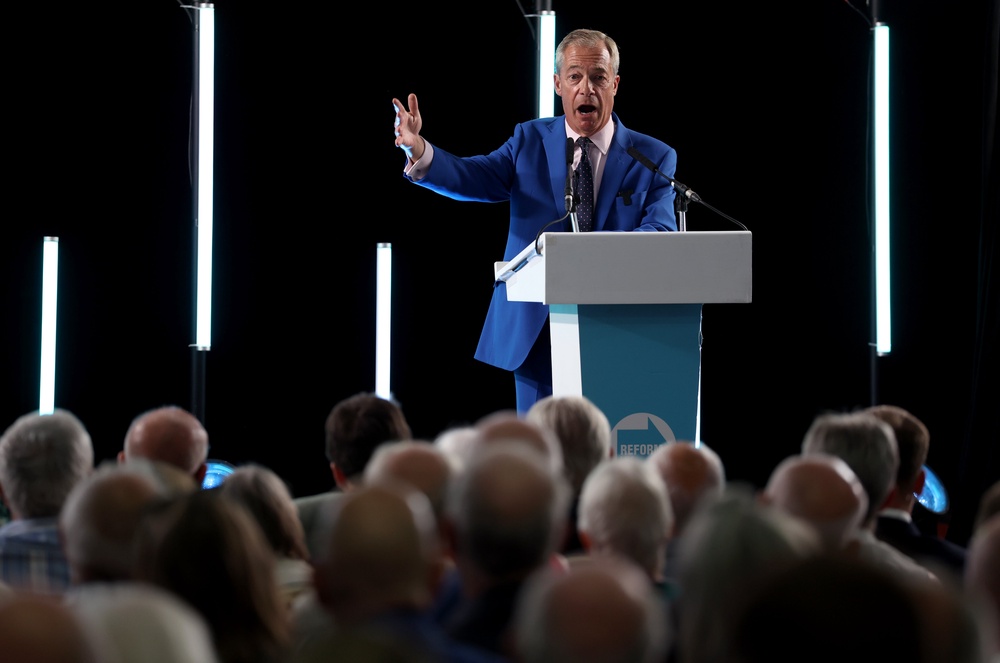 Reform UK leader Nigel Farage speaking during a rally at the Holiday Inn Norwich North in Norwich (Chris Radburn/PA) (PA Wire)