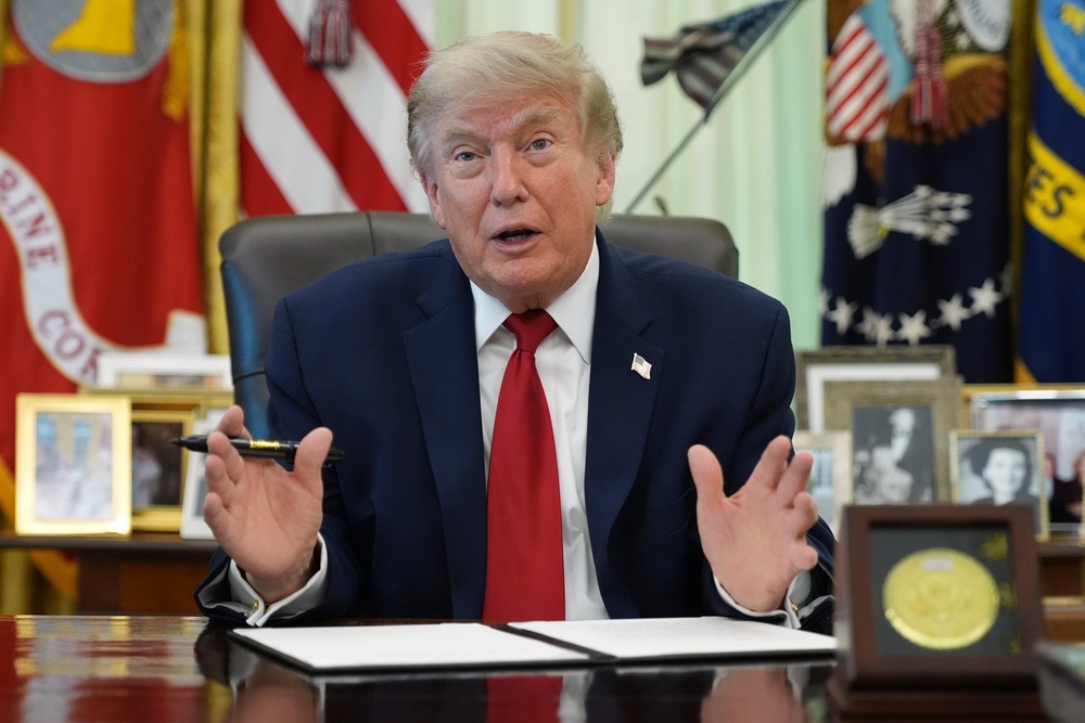 Trump has again attempted to put pressure on oil companies and fuel retailers as he looks ahead to November’s midterms (AP)
