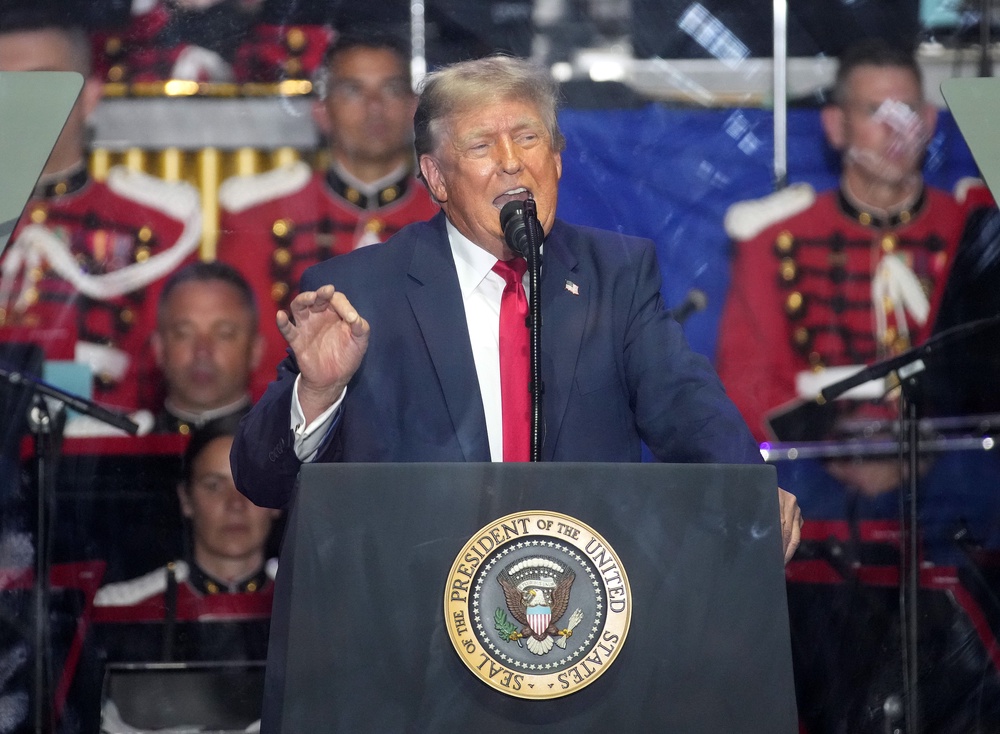 Trump has promised the ‘LARGEST FIREWORKS SHOW IN HISTORY’ though it might be too late for families with children (Getty Images)