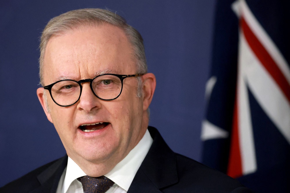 Australia's Prime Minister Anthony Albanese speaks during a press conference (AFP via Getty Images)