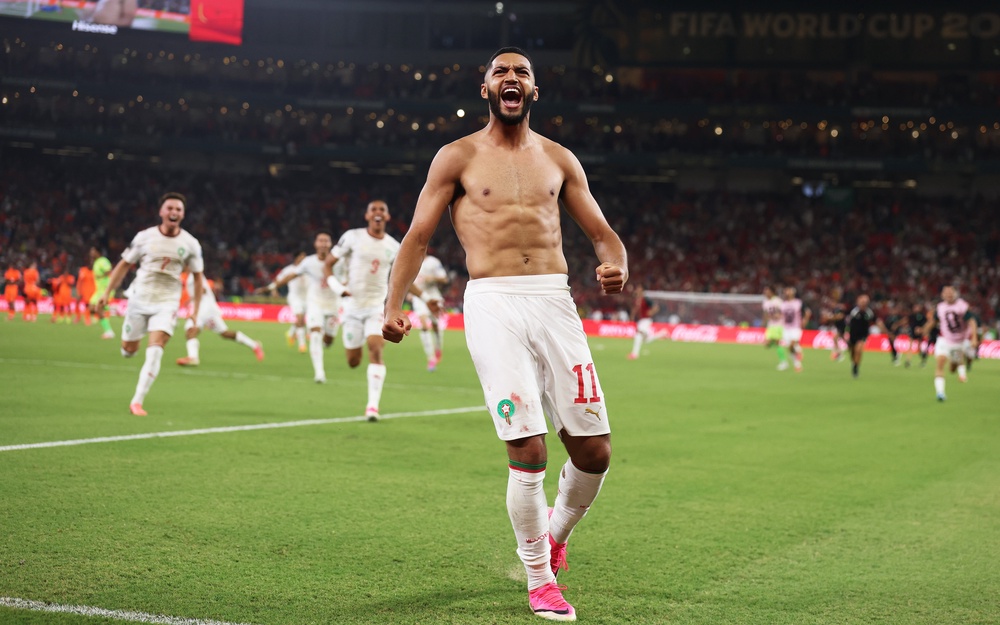 Ismael Saibari celebrates scoring the decisive penalty (Getty)