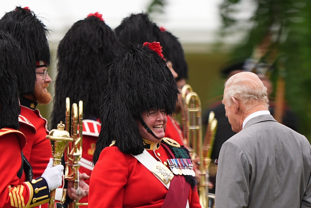 The King meets military personnel during the Ceremony of the Keys (Aaron Chown/PA) (PA Wire)