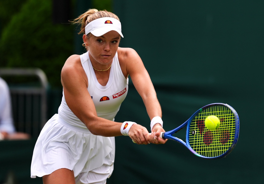 Katie Swan on her way to an emotional victory (Mike Egerton/PA) (PA Wire)