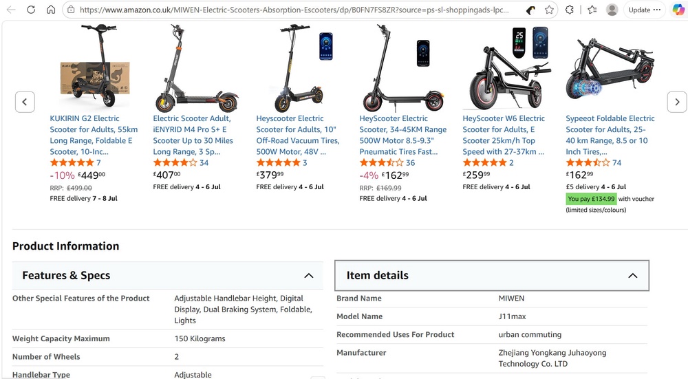Amazon are one of the retailers selling e-scooters (PA)