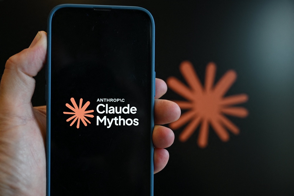 The logo of Anthropic's AI model Claude Mythos displayed on a smartphone's screen in Brussels on 10 June, 2026 (AFP/Getty)