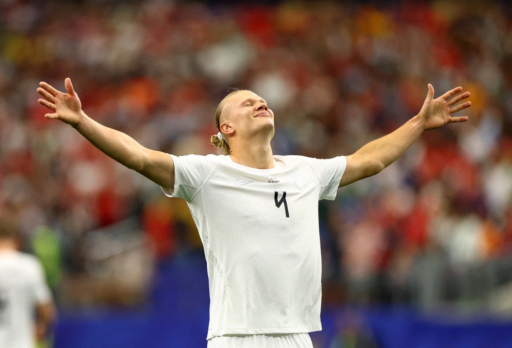 Erling Haaland celebrates his winner against Ivory Coast (Reuters)