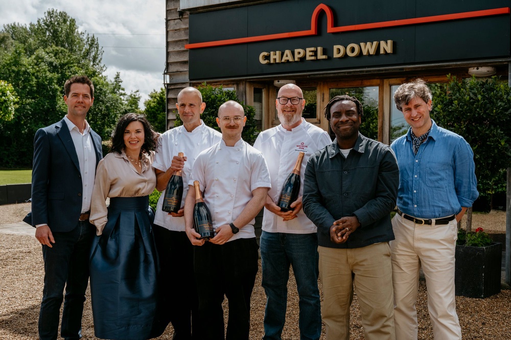 The winning chefs flanked by their judges (from left): Josh Donaghay-Spire, Libby Brodie, Martin Carabott, Ethan Pack, Simon Hulstone, Jimi Famurewa and David Ellis (Amy Heycock-High)