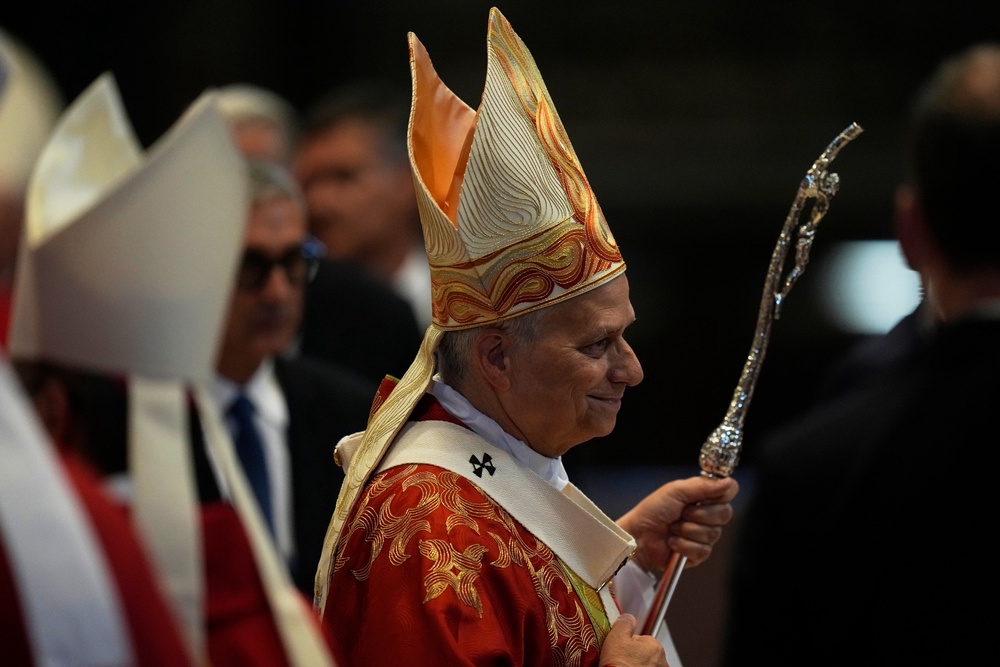 Pope Leo XIV leaves after a Mass where he conferred the pallium on newly appointed metropolitan archbishops, in St. Peter's Basilica, at the Vatican, Monday, June 29, 2026. (AP Photo/Alessandra Tarantino) (Copyright 2026 The Associated Press. All rights reserved)