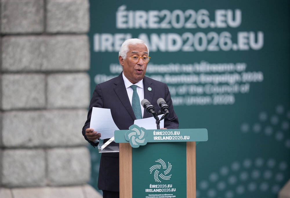 Mr Zelensky also addressed European Council President Antonio Costa, pictured, on the subject of accession (Niall Carson/PA) (PA Wire)