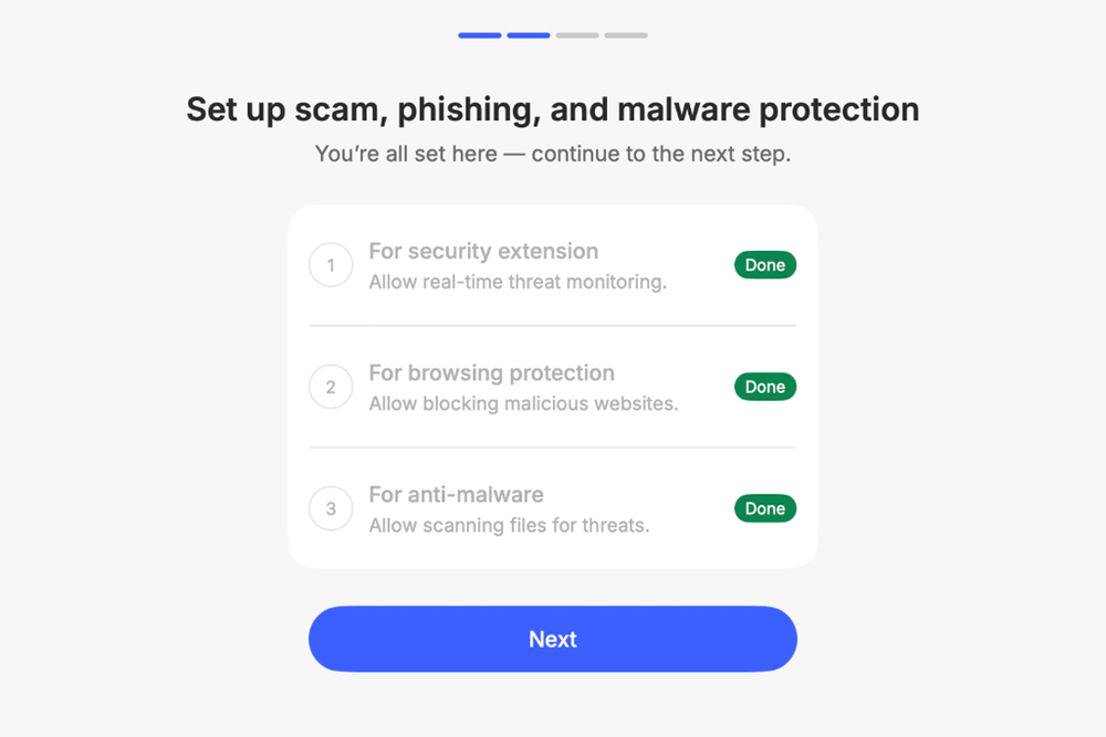 The onboarding process for NordVPN is now focused around antivirus as much as its VPN (Alex Lee/The Independent)