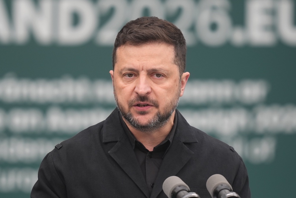 Ukrainian President Volodymyr Zelensky was addressing the crowd at Dublin Castle (Niall Carson/PA) (PA Wire)