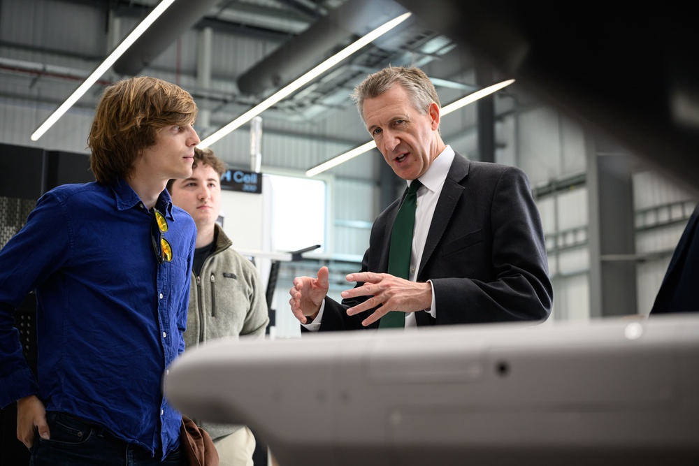 Defence Secretary Dan Jarvis, right, was visiting missile manufacturer Cambridge Aerospace on Wednesday (Leon Neal/PA) (PA Wire)
