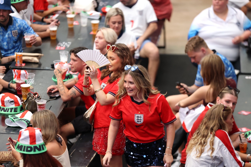 Fans ahead of a screening of the Fifa World Cup match between England and Congo DR at BOXPark Wembley (Steven Paston/PA) (PA Wire)