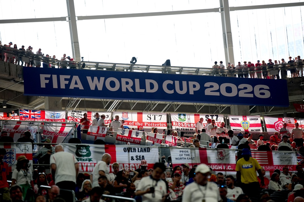 England fans in the stands ahead of the FIFA World Cup Round of 32 match at Atlanta Stadium (PA Wire)