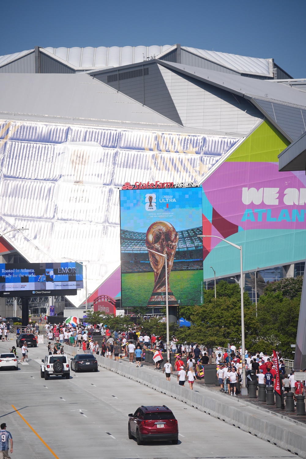 England fans outside the stadium before the FIFA World Cup Round of 32 match at Atlanta Stadium (James Manning/PA) (PA Wire)