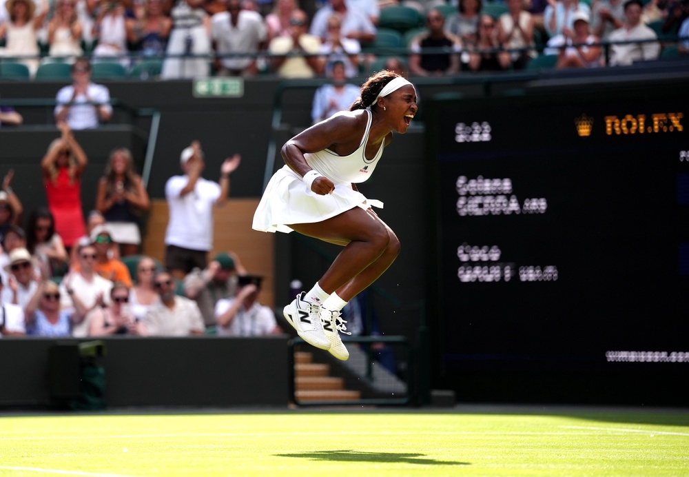Gauff jumps for joy after reaching the third round (PA)