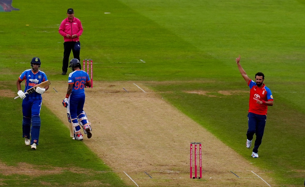 Shreyas Iyer, second left, hit 68 for India (Owen Humphreys/PA) (PA Wire)