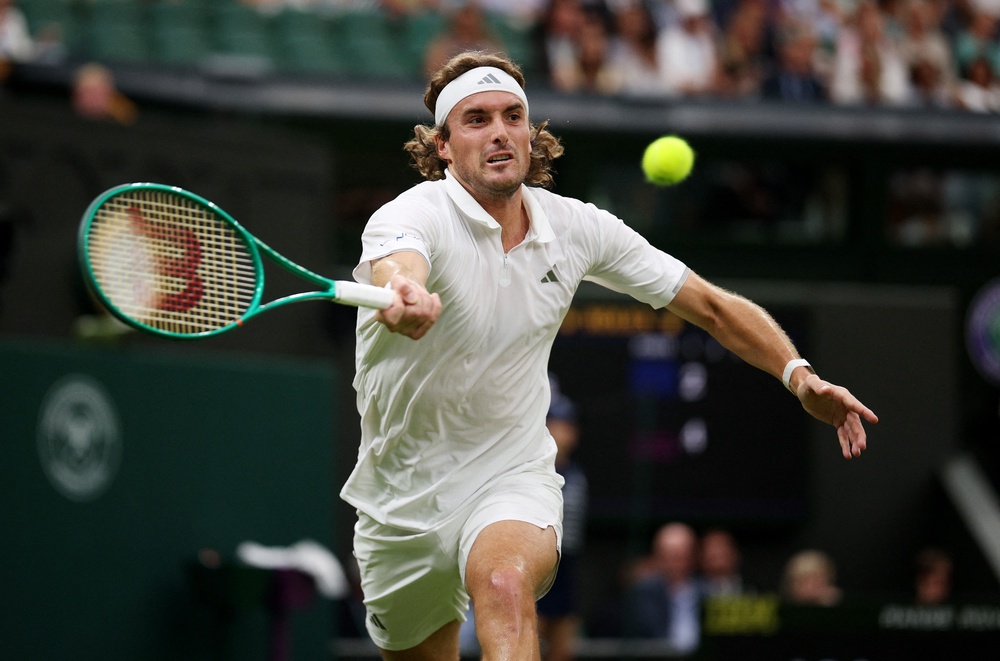 Tsitsipas struggled against Djokovic as the gulf between former grand slam finalists was painfully exposed (Reuters)