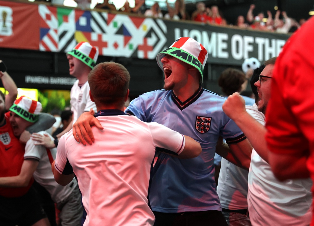Fans watch a screening of the World Cup match between England and DR Congo at Boxpark Wembley in London (Steven Paston/PA) (PA Wire)