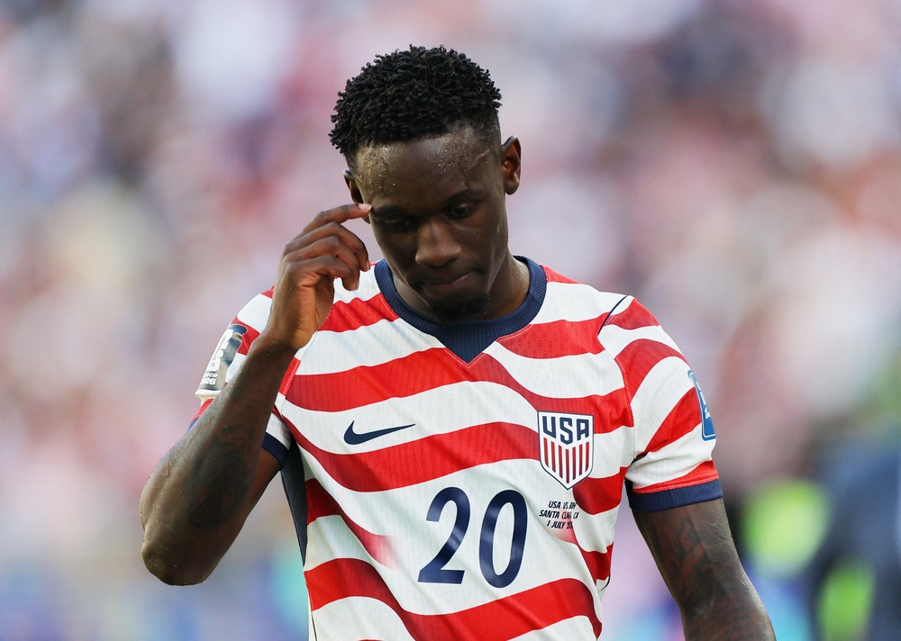Folarin Balogun will now be suspended for the USA’s last-16 tie against Belgium (Reuters)