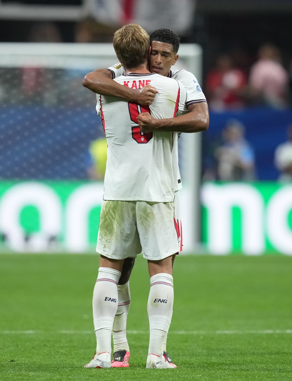 England’s Harry Kane and Jude Bellingham celebrate after the Fifa World Cup Round of 32 match at Atlanta Stadium (Martin Rickett/PA) (PA Wire)