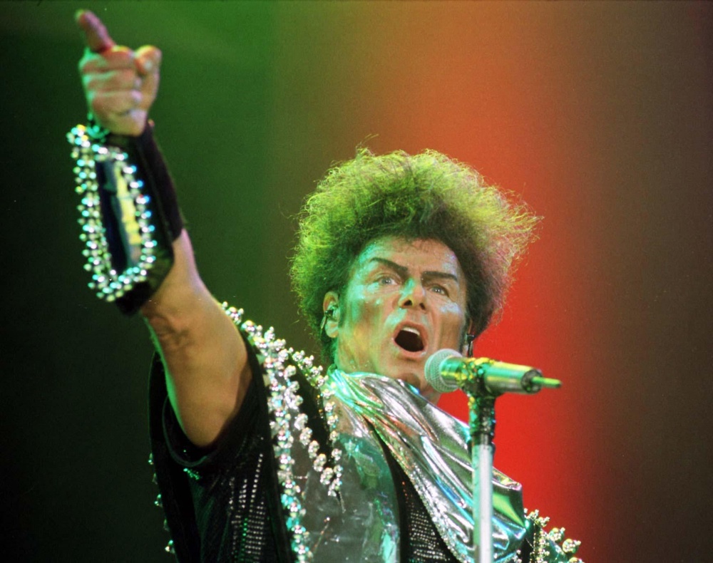 Gary Glitter pictured performing at the Cardiff International Arena in 1998 (PA)