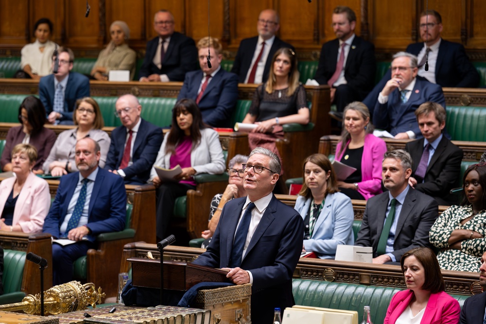 Prime Minister Sir Keir Starmer looked towards campaigners in the gallery as he made an apology on historic forced adoption in Parliament (House of Commons/PA) (PA Media)