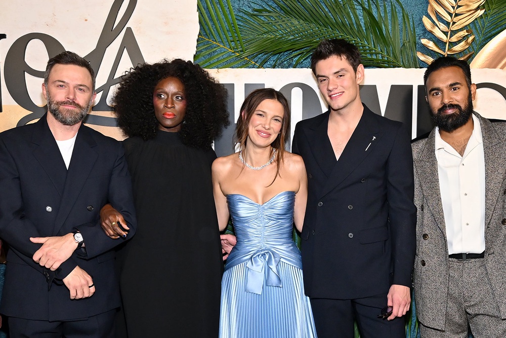 Philip Barantini, Sharon Duncan-Brewster, Millie Bobby Brown, Louis Partridge and Himesh Patel at the New York premiere of ‘Enola Holmes 3’ this week (Getty)